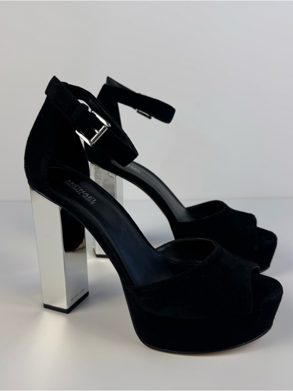 Michael Kors Petra Suede Platform Sandal Black Size 7 - Picture 2 of 15
